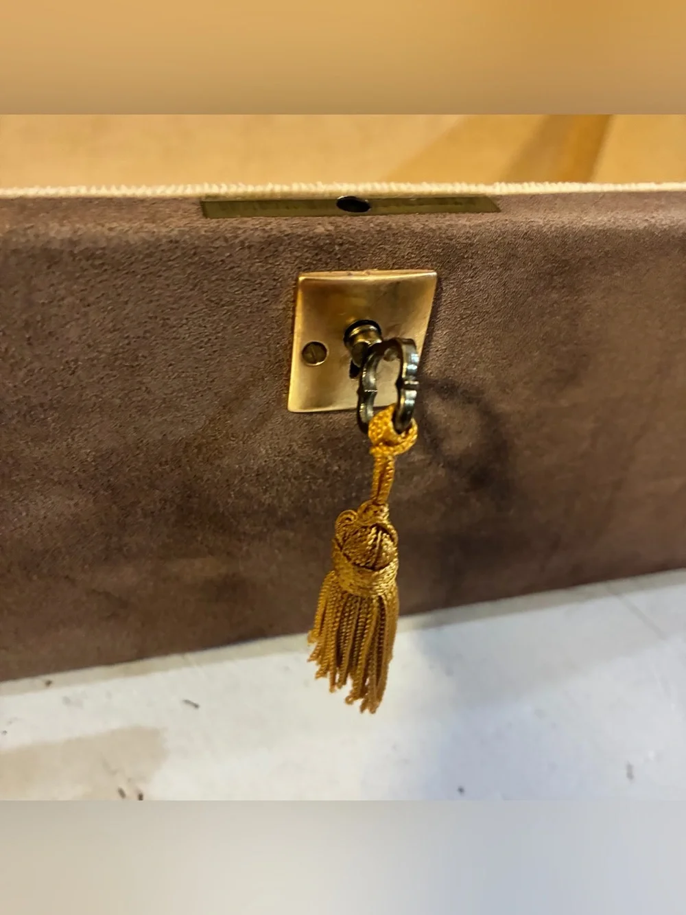 Vtg Neiman Marcus Casket Style 70s Jewelry Box Inc Tasseled Key Made In Italy